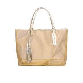 BOLSA TOTE GRANDE EM TELA MESH DOURADO