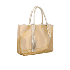 BOLSA TOTE GRANDE EM TELA MESH DOURADO