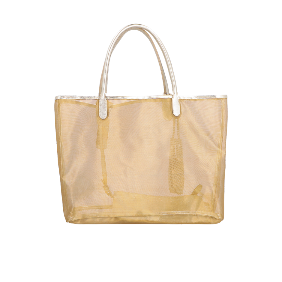 BOLSA TOTE GRANDE EM TELA MESH DOURADO