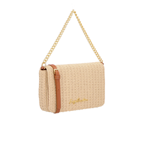 BOLSA MÉDIA TIRACOLO EM CROCHET BEGE