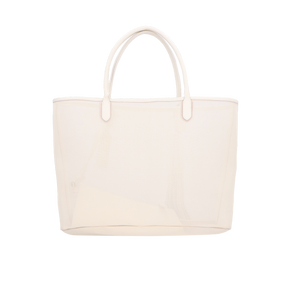 BOLSA TOTE GRANDE EM TELA MESH OFF WHITE