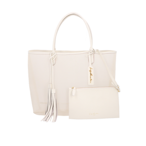 BOLSA TOTE GRANDE EM TELA MESH OFF WHITE