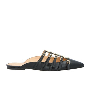 SAPATILHA MULE BICO FINO FIVELAS PRETO